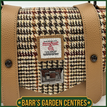 Islander Medium Satchel Bag with Harris Tweed Beige Dogtooth
