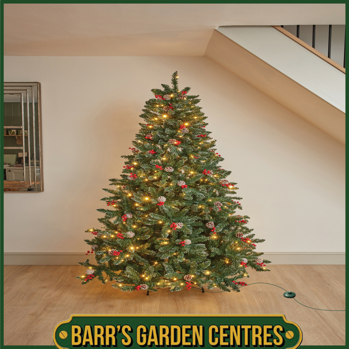6ft InLit Frosted Pine BerryCone