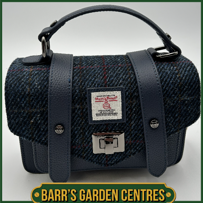 Islander Mini Satchel Bag with Harris Tweed Blue Navy Over Check