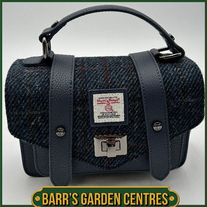 Islander Mini Satchel Bag with Harris Tweed Blue Navy Over Check
