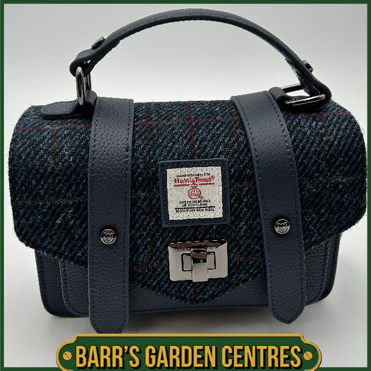 Islander Mini Satchel Bag with Harris Tweed Blue Navy Over Check