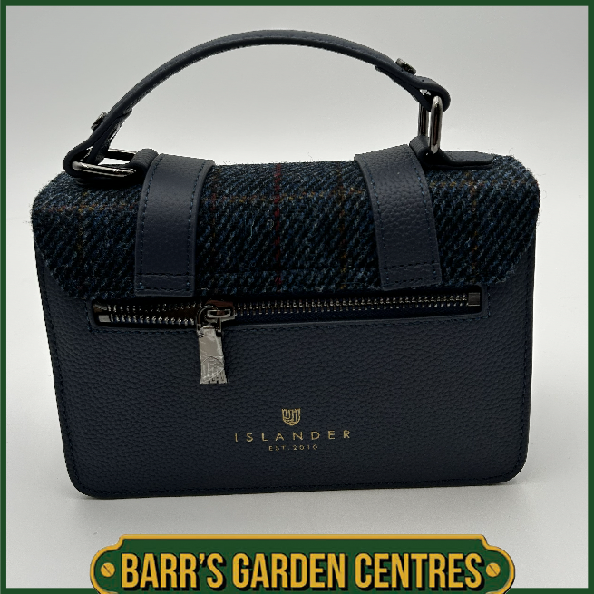 Islander Mini Satchel Bag with Harris Tweed Blue Navy Over Check