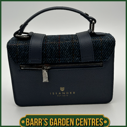Islander Mini Satchel Bag with Harris Tweed Blue Navy Over Check