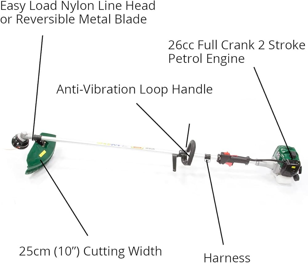 Webb WEBC26 26cc 25cm (10″) Straight Shaft Loop Handled Petrol Brush Cutter