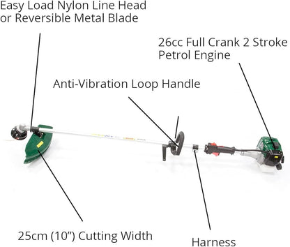 Webb WEBC26 26cc 25cm (10″) Straight Shaft Loop Handled Petrol Brush Cutter
