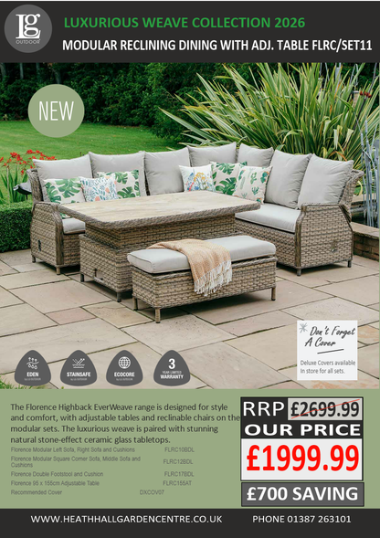 Florence Large Reclining Modular with Adjustable Table  -Set 11