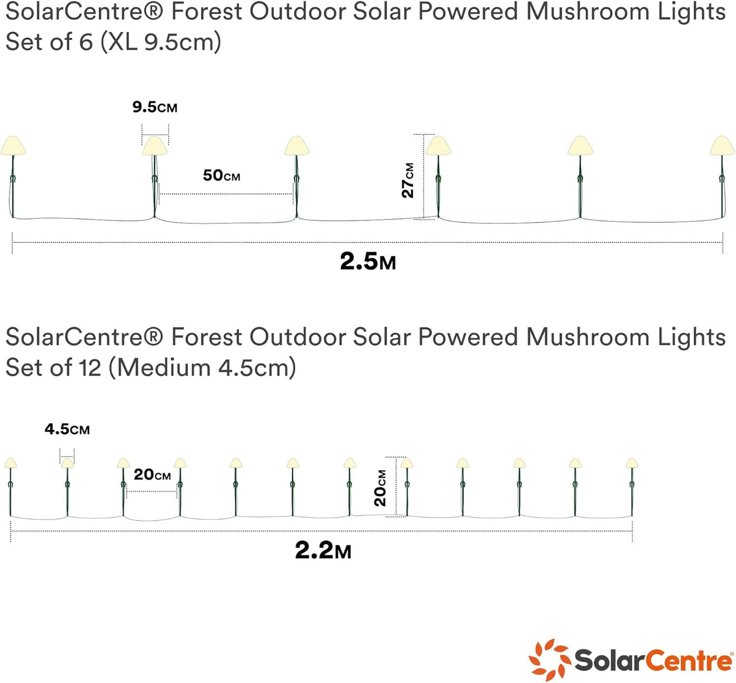 Forest XL Solar Mushroom Lights - Set of 6