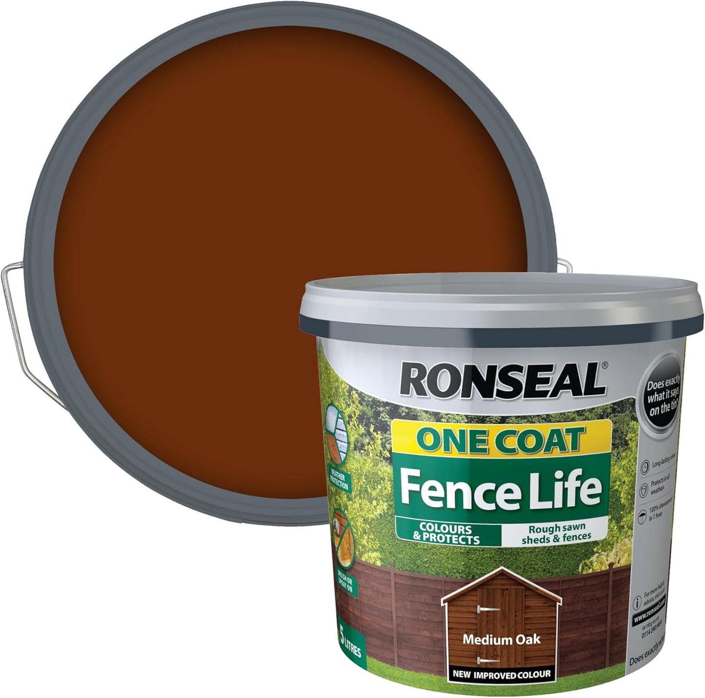 Ronseal Medium Oak One Coat Shed & Fence Protector 5L