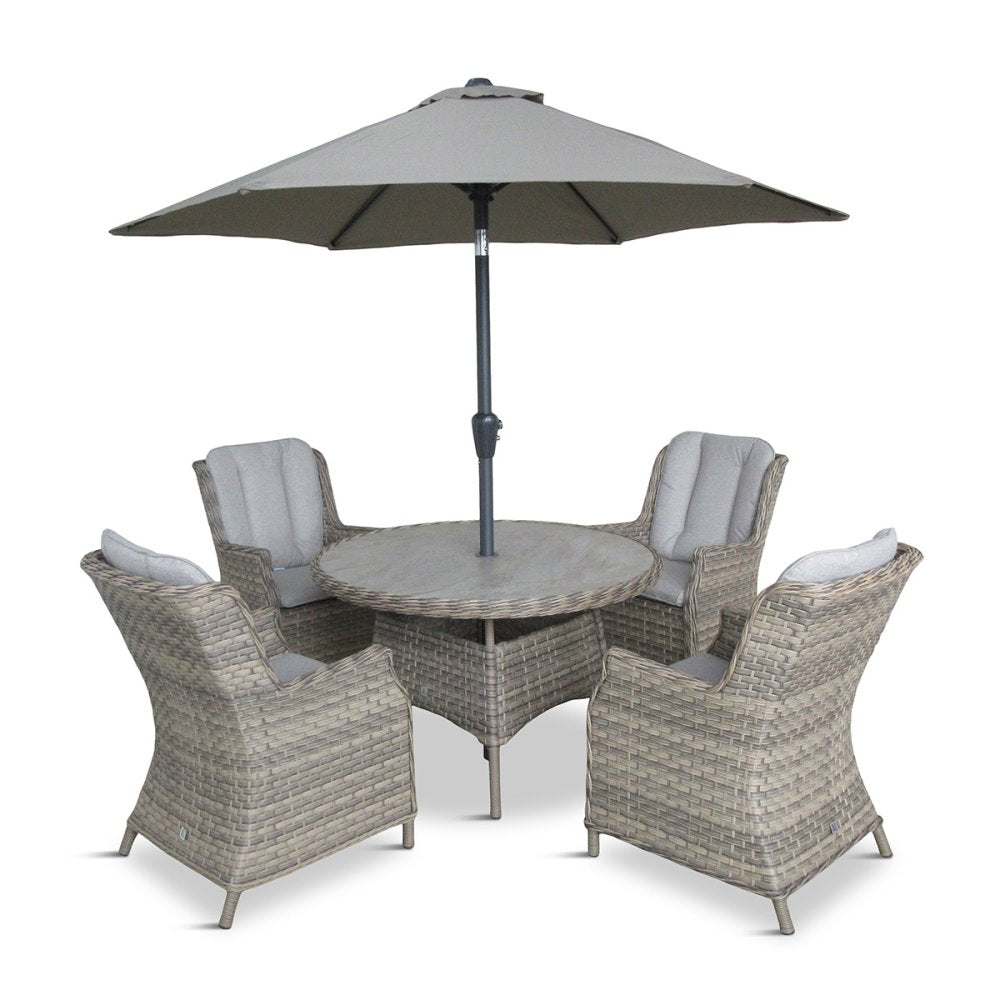 Florence 4 Seat Dinning Set with  2.5m Deluxe Crank and Tilt Parasol  (Flrc-Set 2)