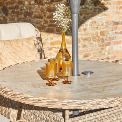Florence 4 Seat Dining Set with  2.5m Deluxe Crank and Tilt Parasol Set 2