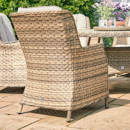 Florence 8 Seat Oval Dining Set with Lazy Susan 3m Deluxe Crank and Tilt Parasol  -Set 4