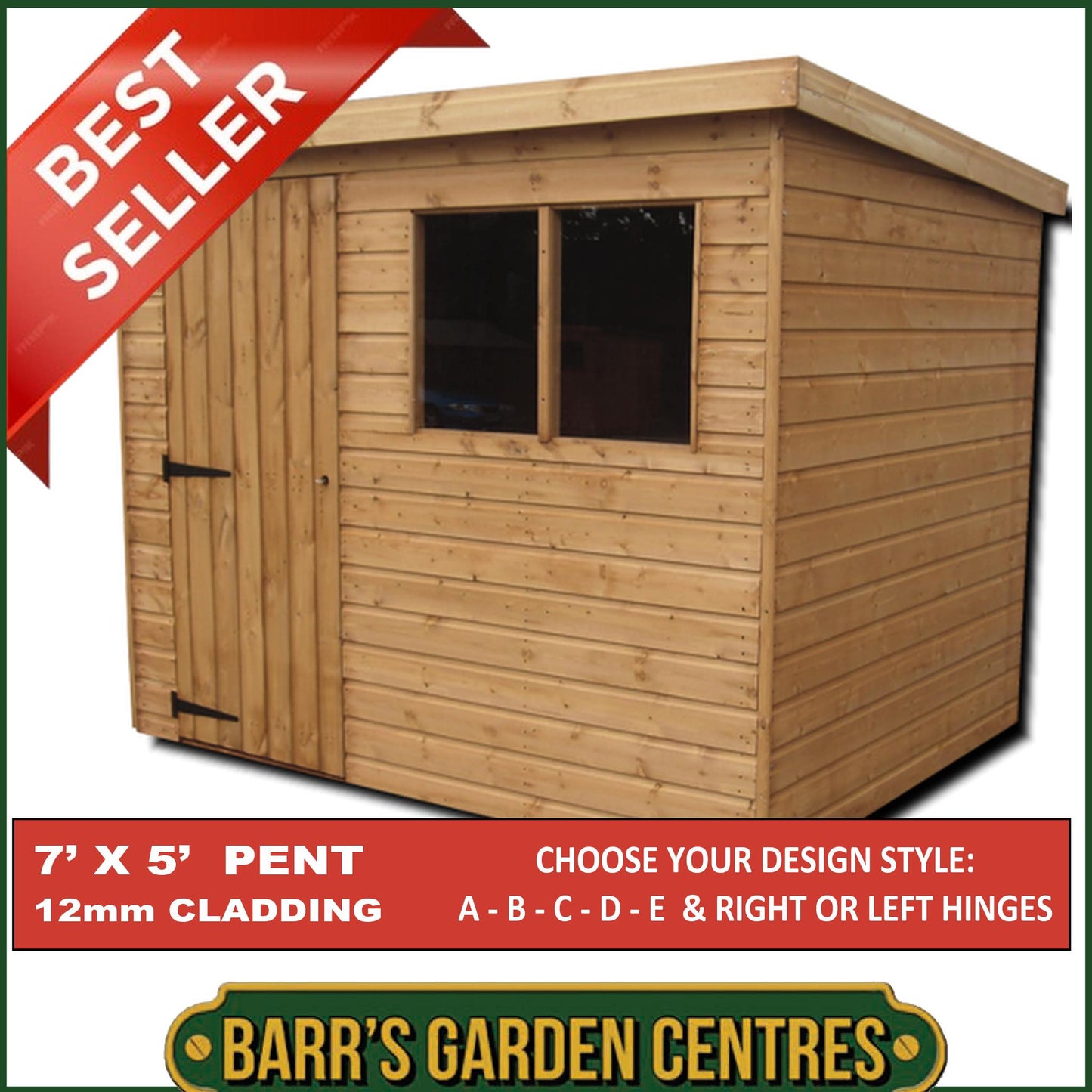 Standard Pent Shed 12mm Cladding - Delivered Flat Packed