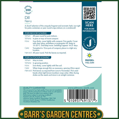 Johnsons - Herb - Dill Nano - 200 Seeds