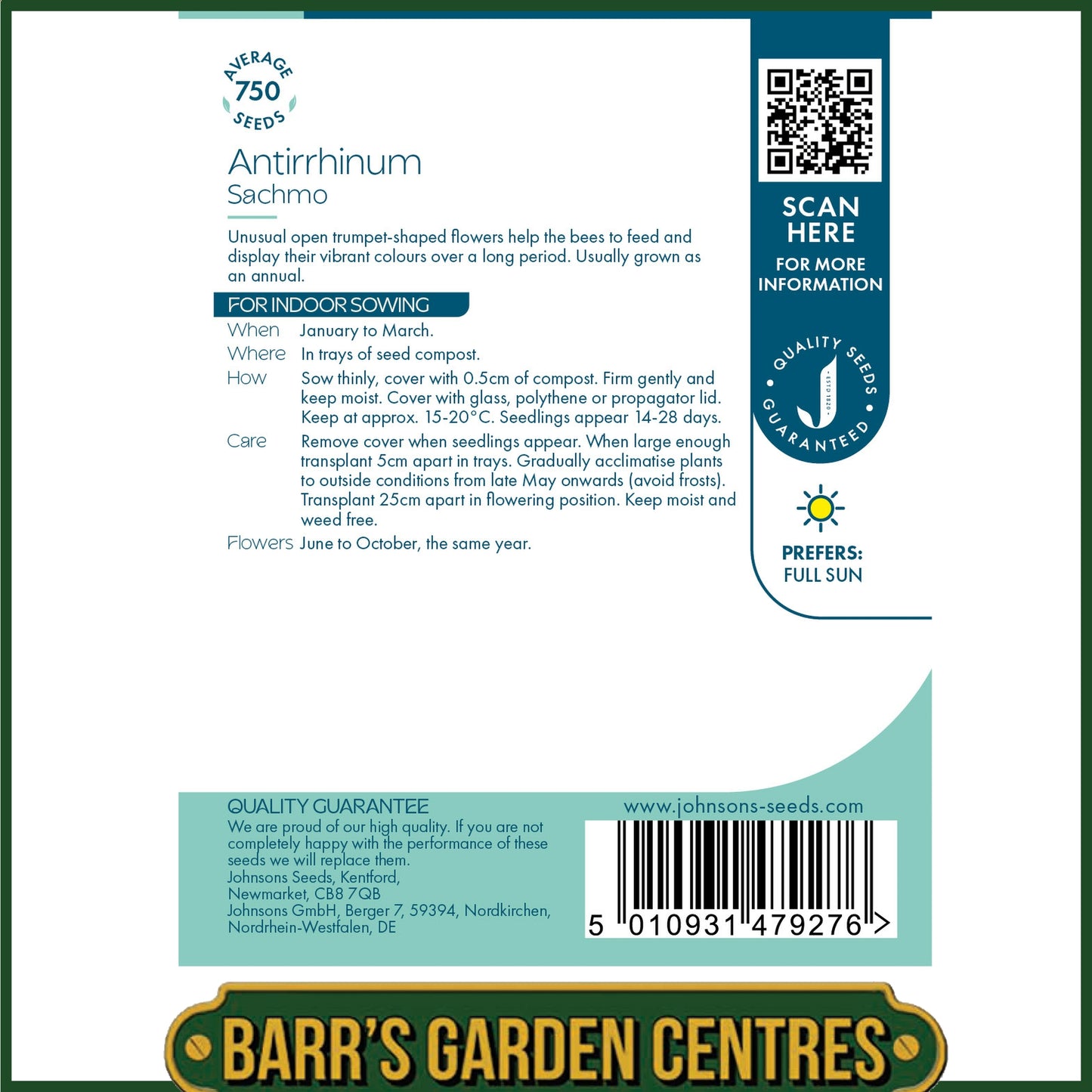 Johnsons - Antirrhinum Sachmo - 750 Seeds