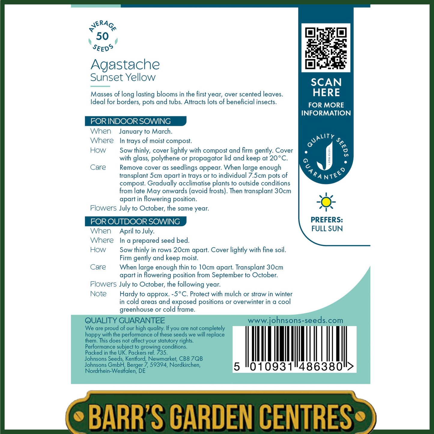 Johnsons - Agastache Sunset Yellow - 50 Seeds