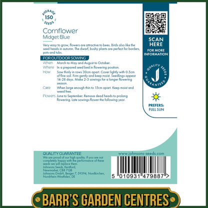 Johnsons - Cornflower Midget Blue - 150 Seeds