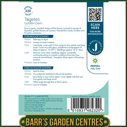 Johnsons - Tagetes Golden Gem - 220 Seeds