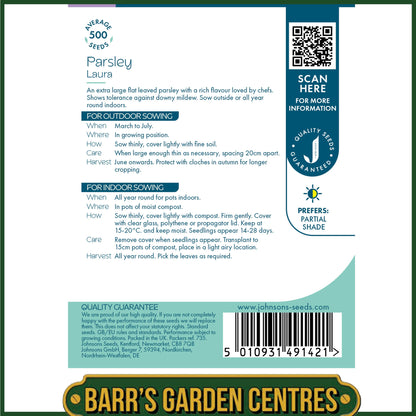 Johnsons - Herb - Parsley Laura - 500 Seeds