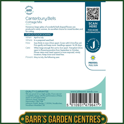 Johnsons - Canterbury Bells Cottage Mix - 600 Seeds