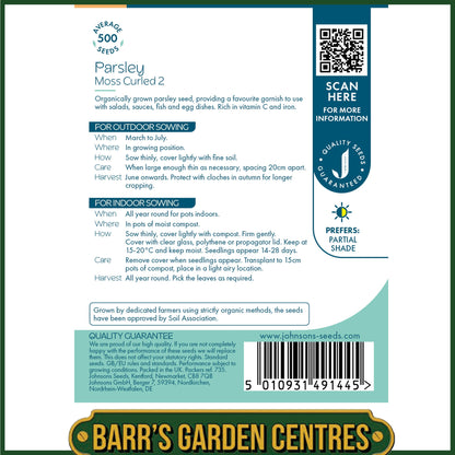 Johnsons - Organic Herb - Parsley Moss Curled 2 - 500 Seeds