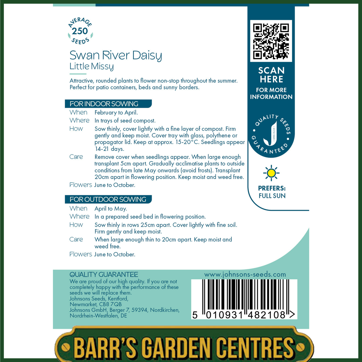 Johnsons - Swan River Daisy Little Missy - 250 Seeds