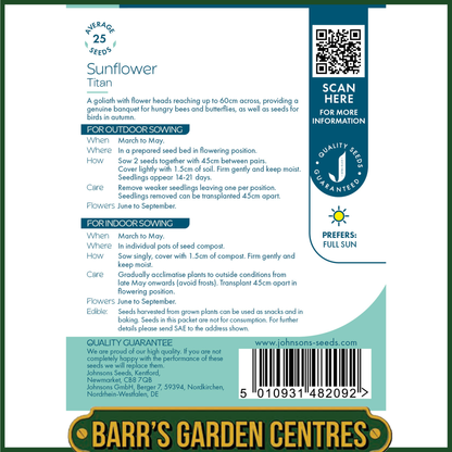 Johnsons - Sunflower Titan - 25 Seeds