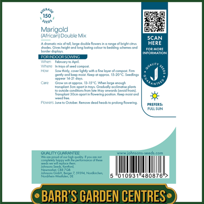 Johnsons - Marigold (African) Double Mix - 150 Seeds