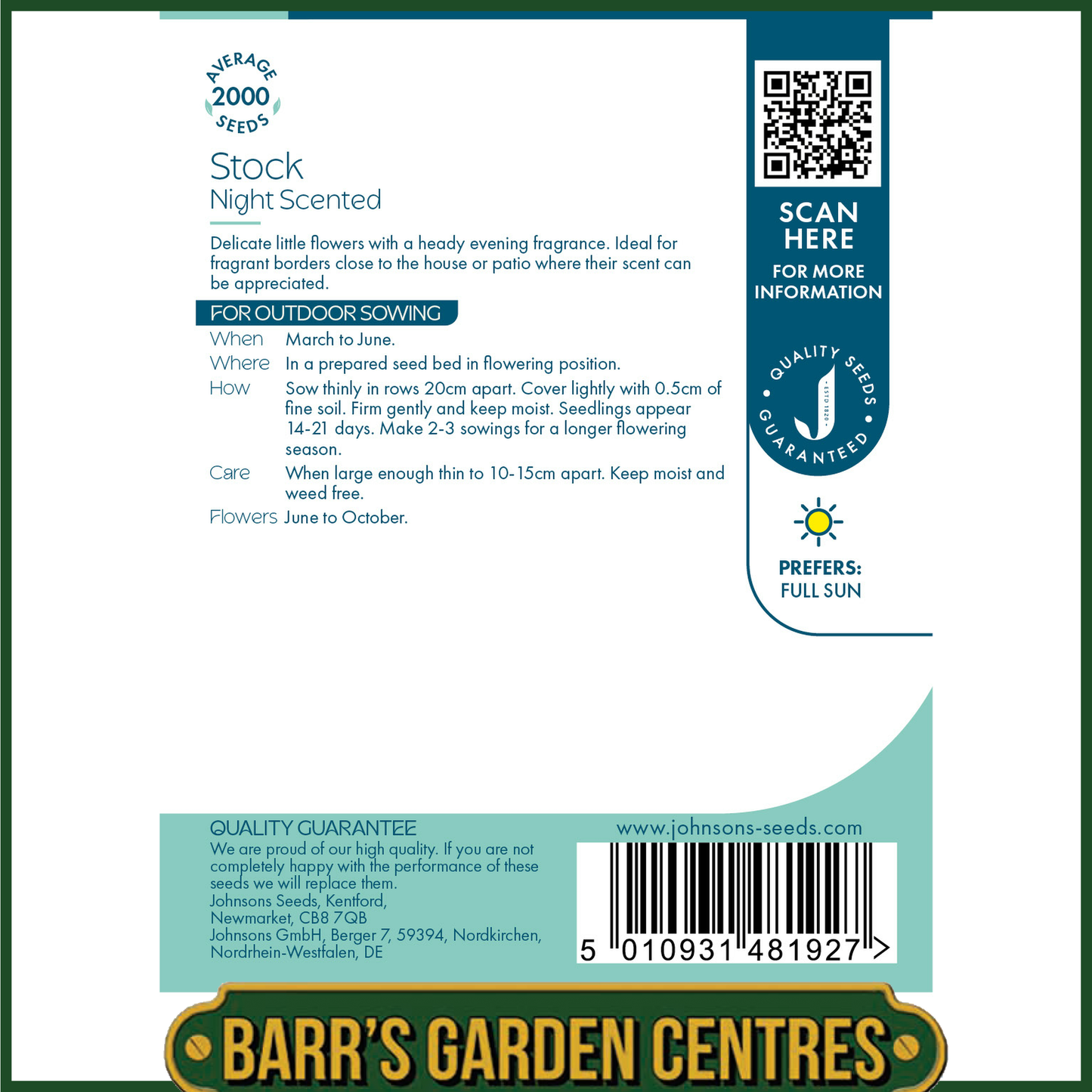 Johnsons - Stock Night Scented - 2000 Seeds