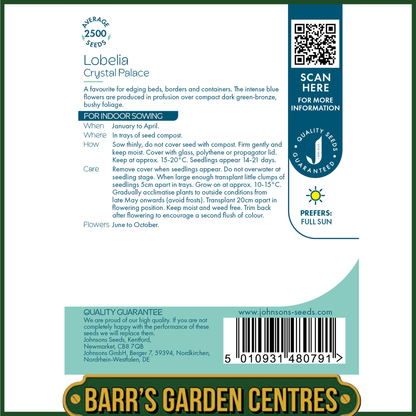 Johnsons - Lobelia Crystal Palace - 2500 Seeds