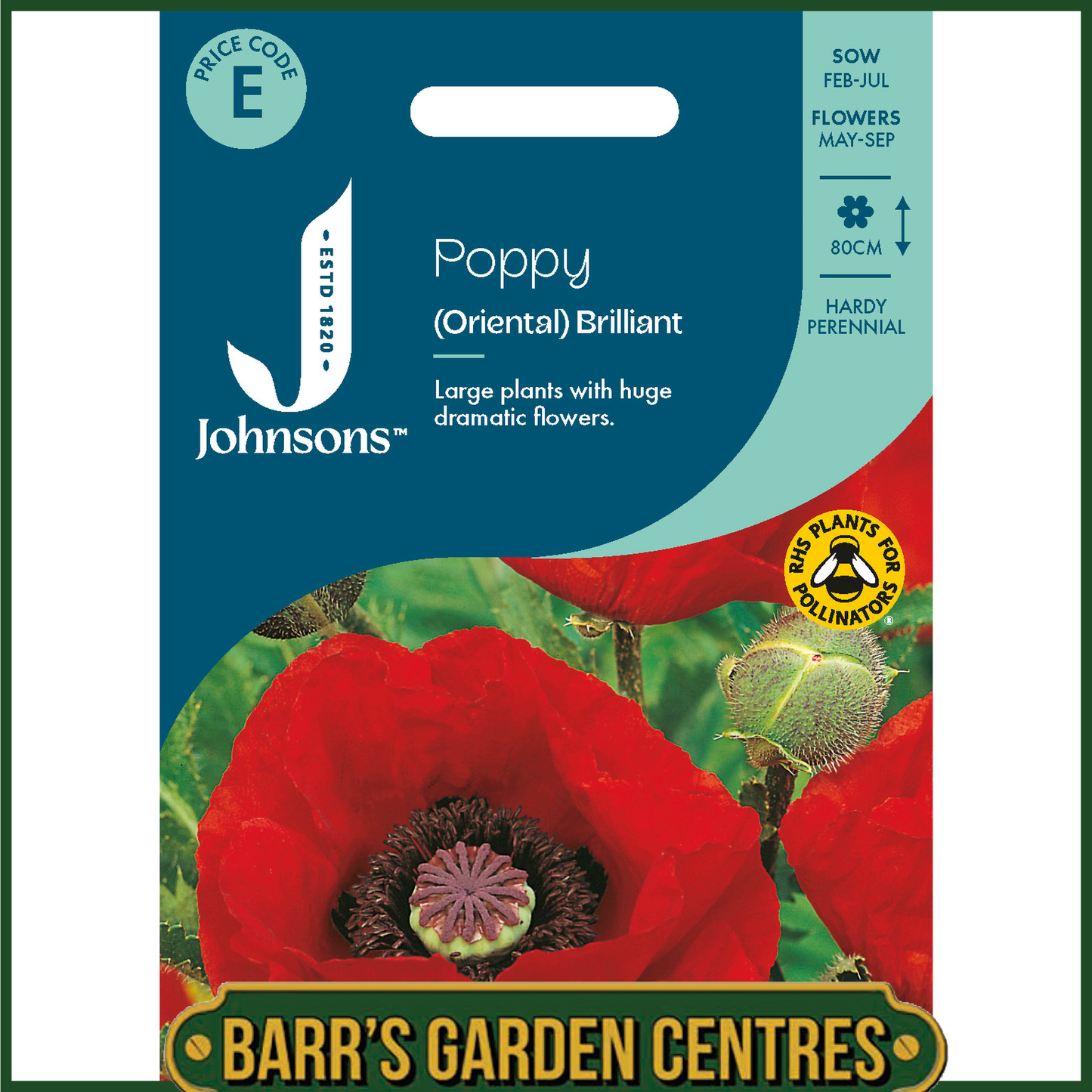 Johnsons - Poppy Oriental Brilliant - 1000 Seeds