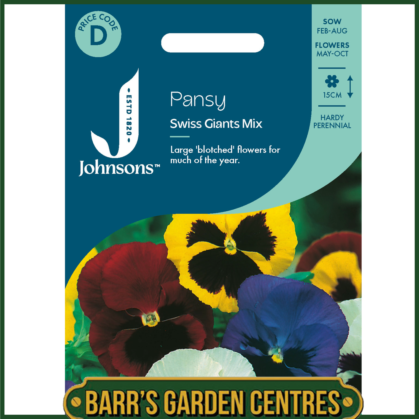 Johnsons - Pansy Swiss Giants Mix - 120 Seeds
