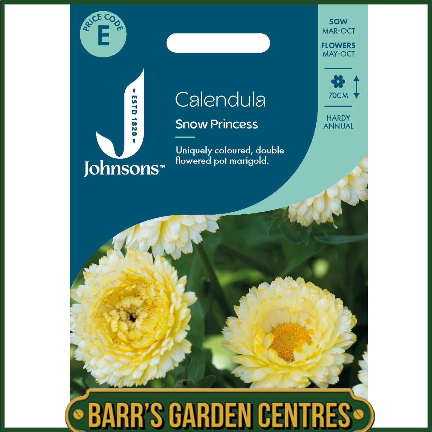 Johnsons - Calendula Snow Princess - 75 Seeds