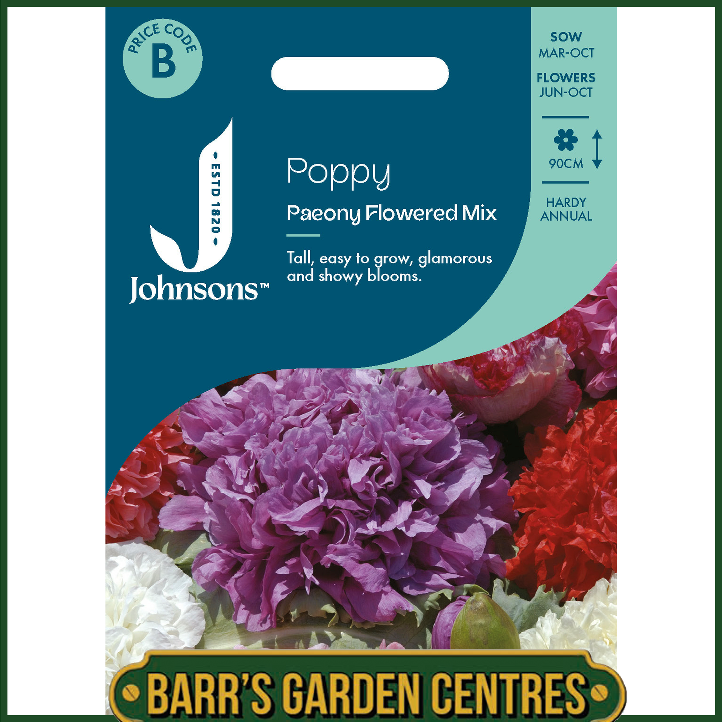Johnsons - Poppy Paeony Flowered Mix - 2000 Seeds