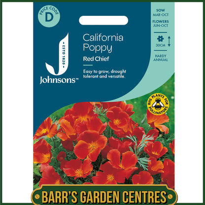 Johnsons - California Poppy Red Chief - 300 Seeds
