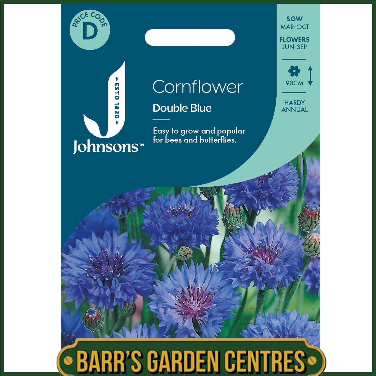 Johnsons - Cornflower Double Blue - 250 Seeds