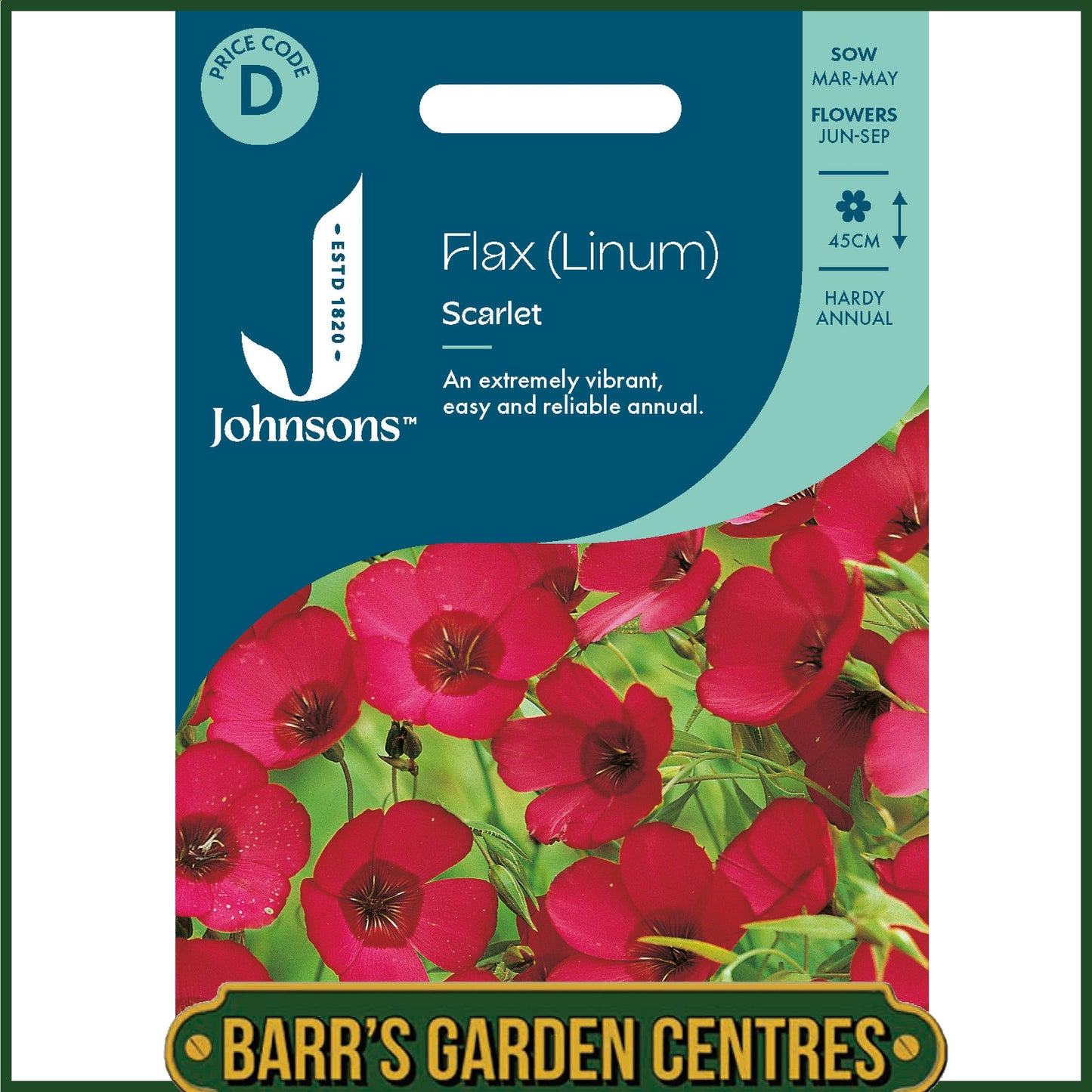 Johnsons - Flax Scarlet - Linum - 450 Seeds