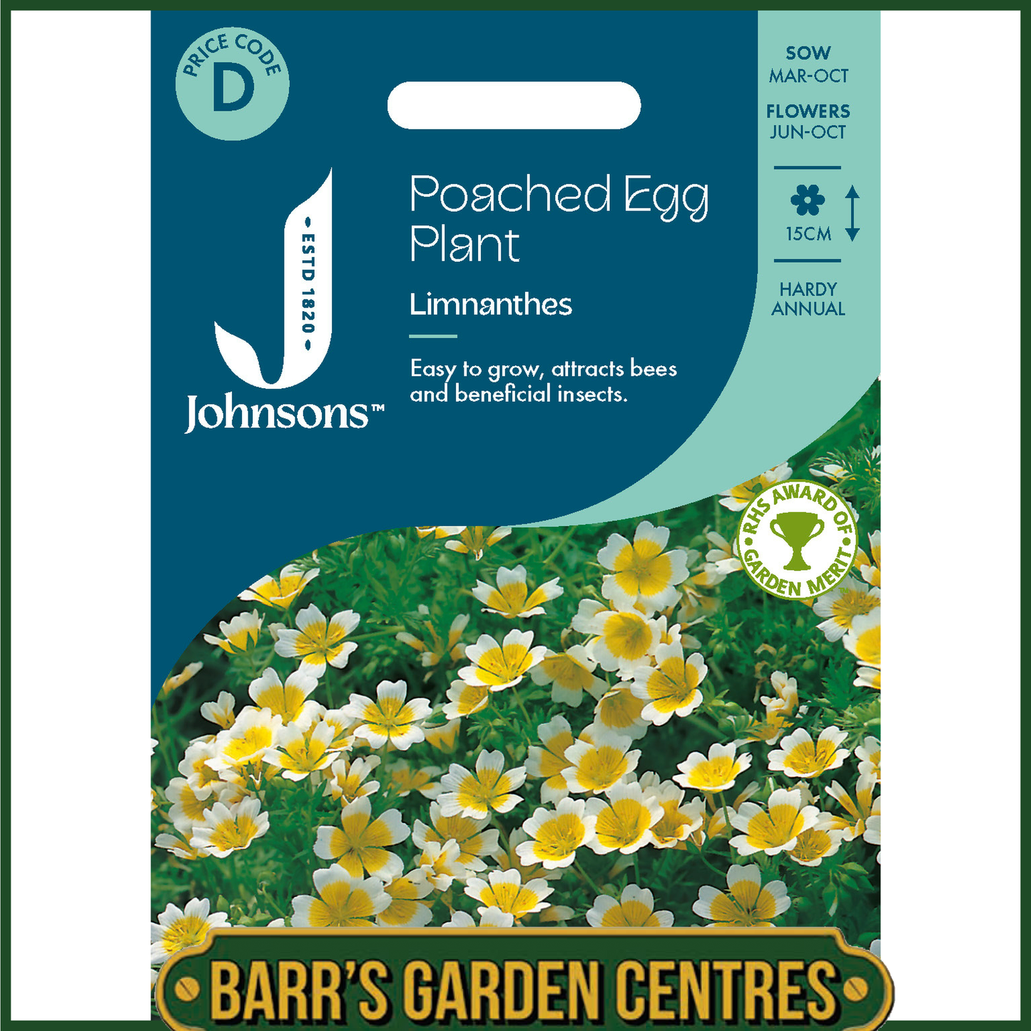 Johnsons -  Poached Egg Plant - Limnanthes - 100 Seeds