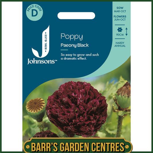 Johnsons - Poppy Paeony Black - 750 Seeds