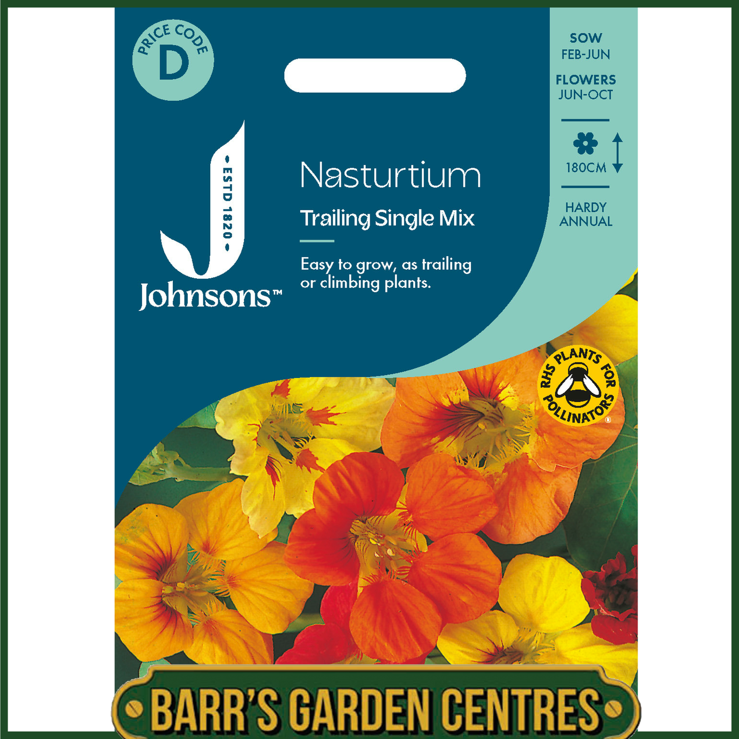 Johnsons - Nasturtium Trailing Single Mix - 25 Seeds