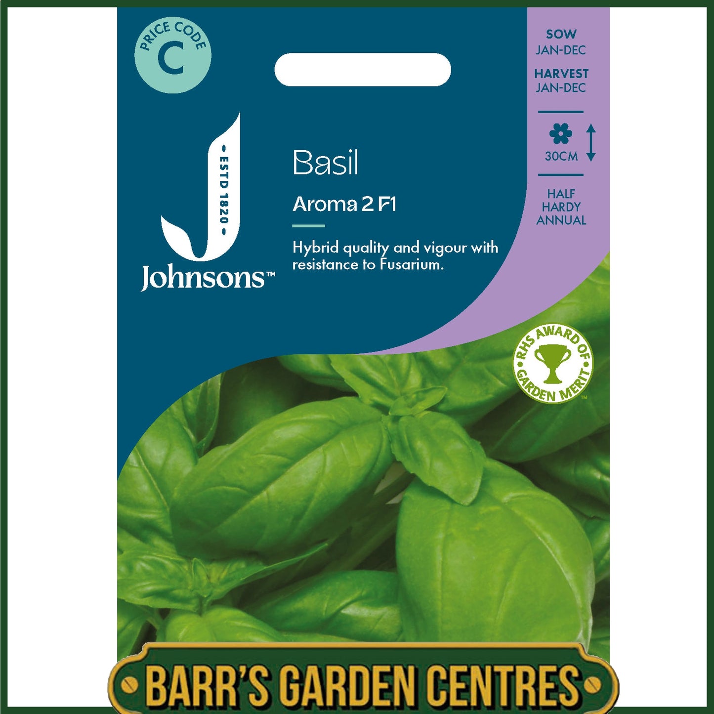 Johnsons - Herb - Basil Aroma 2 F1 - 250 Seeds