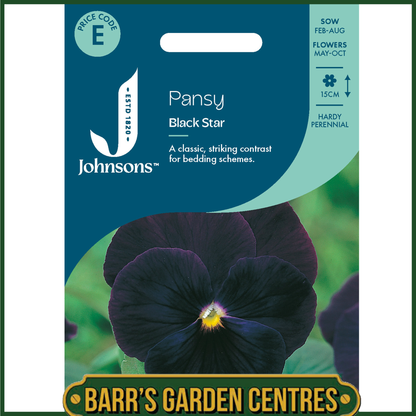 Johnsons - Pansy Black Star - 75 Seeds