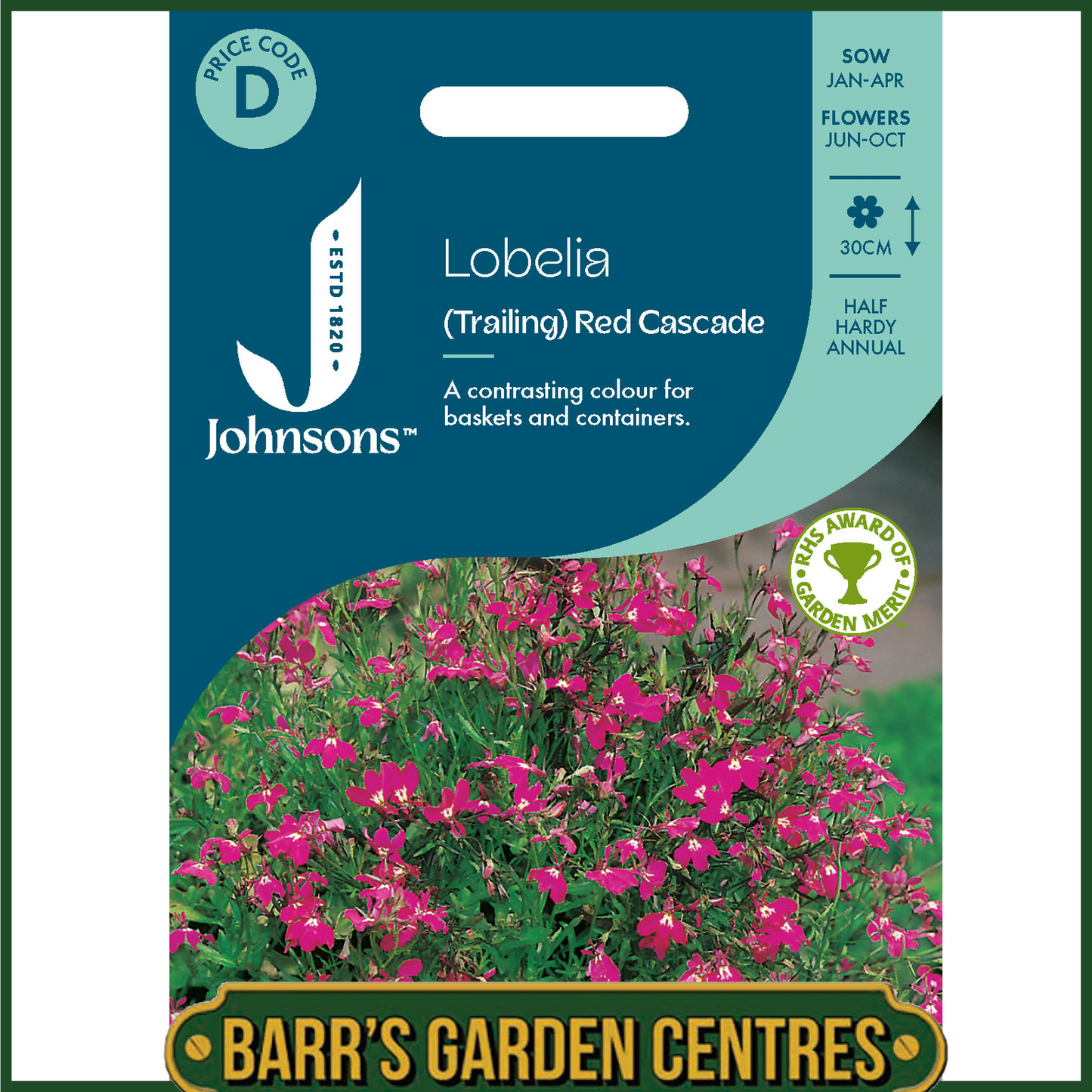 Johnsons - Lobelia (trailing) Red Cascade - 1500 Seeds