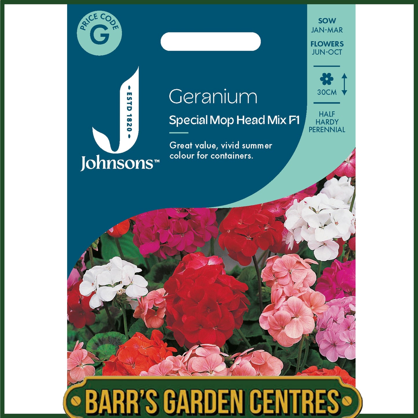 Johnsons - Geranium Special Mop Head Mix F1 - 10 Seeds