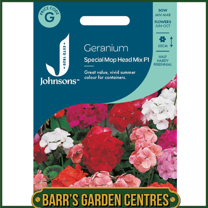 Johnsons - Geranium Special Mop Head Mix F1 - 10 Seeds