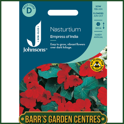 Johnsons - Nasturtium Empress of India - 25 Seeds