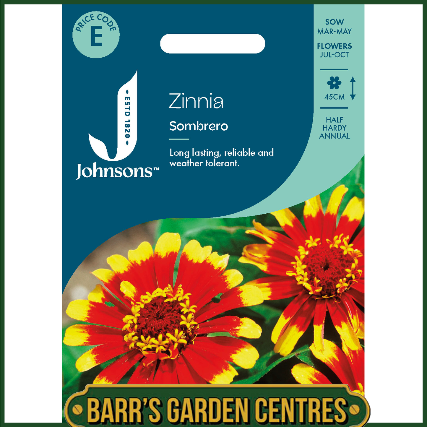 Johnsons - Zinnia Sombrero - 75 Seeds