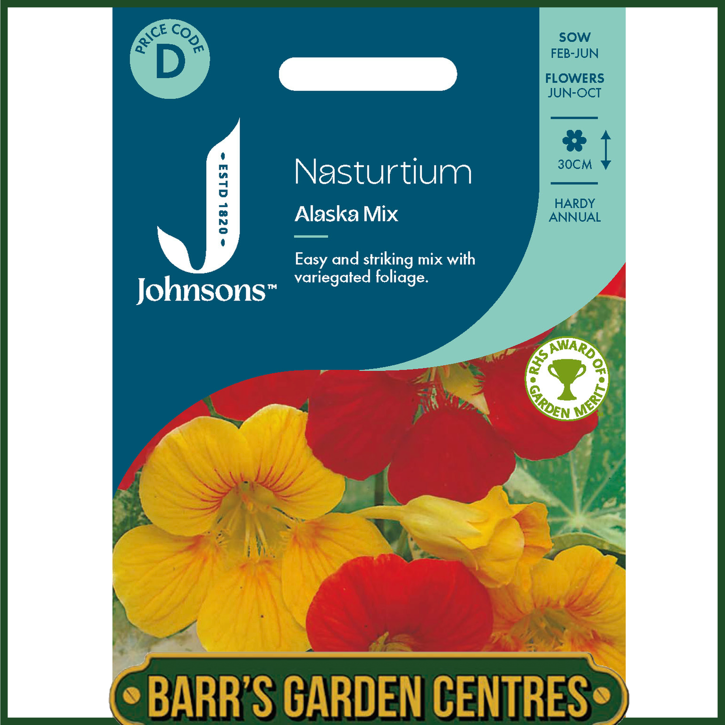 Johnsons - Nasturtium Alaska Mix - 25 Seeds