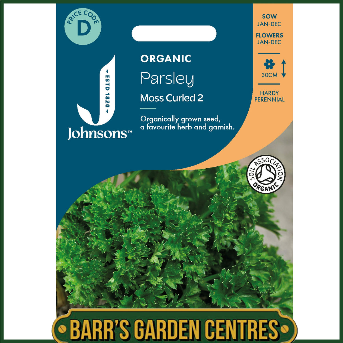 Johnsons - Organic Herb - Parsley Moss Curled 2 - 500 Seeds