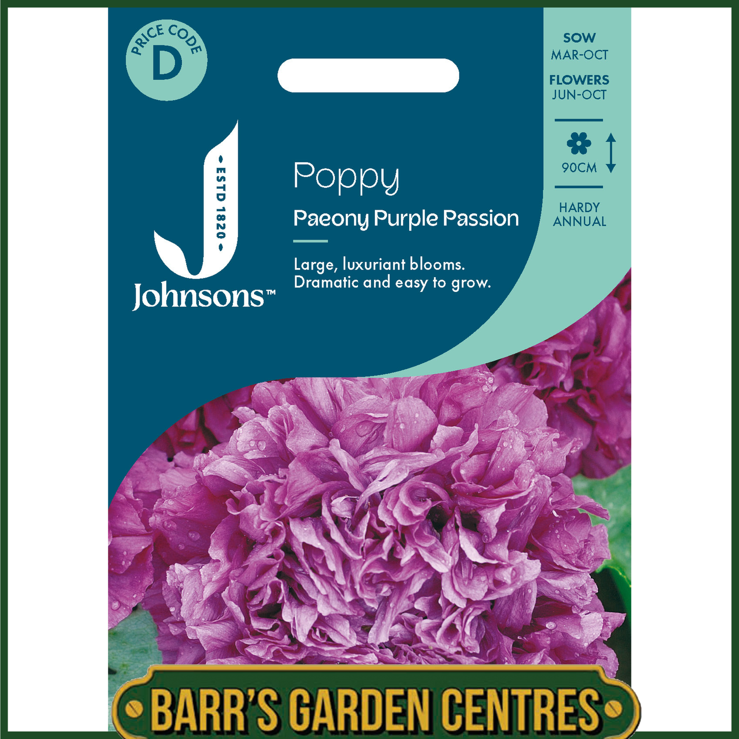 Johnsons - Poppy Paeony Purple Passion - 750 Seeds
