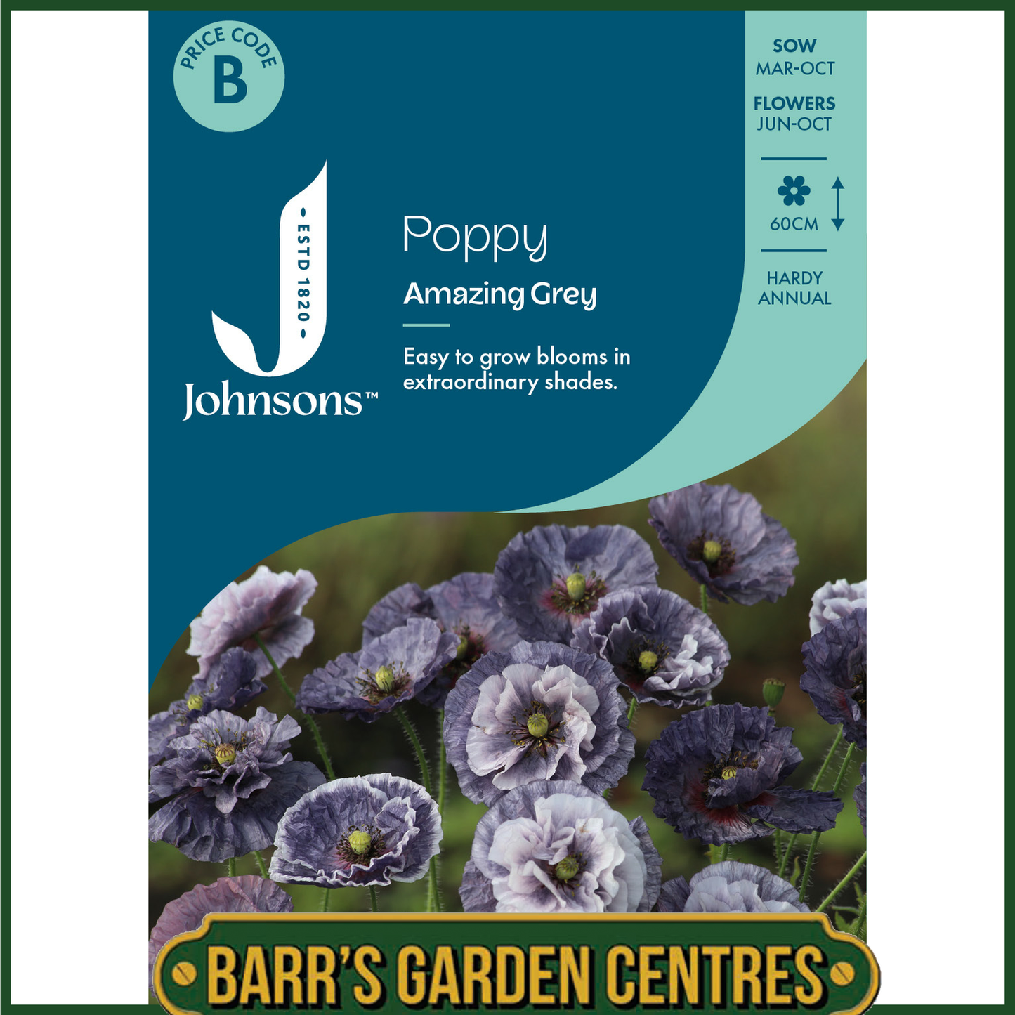 Johnsons - Poppy Amazing Grey - 500 Seeds